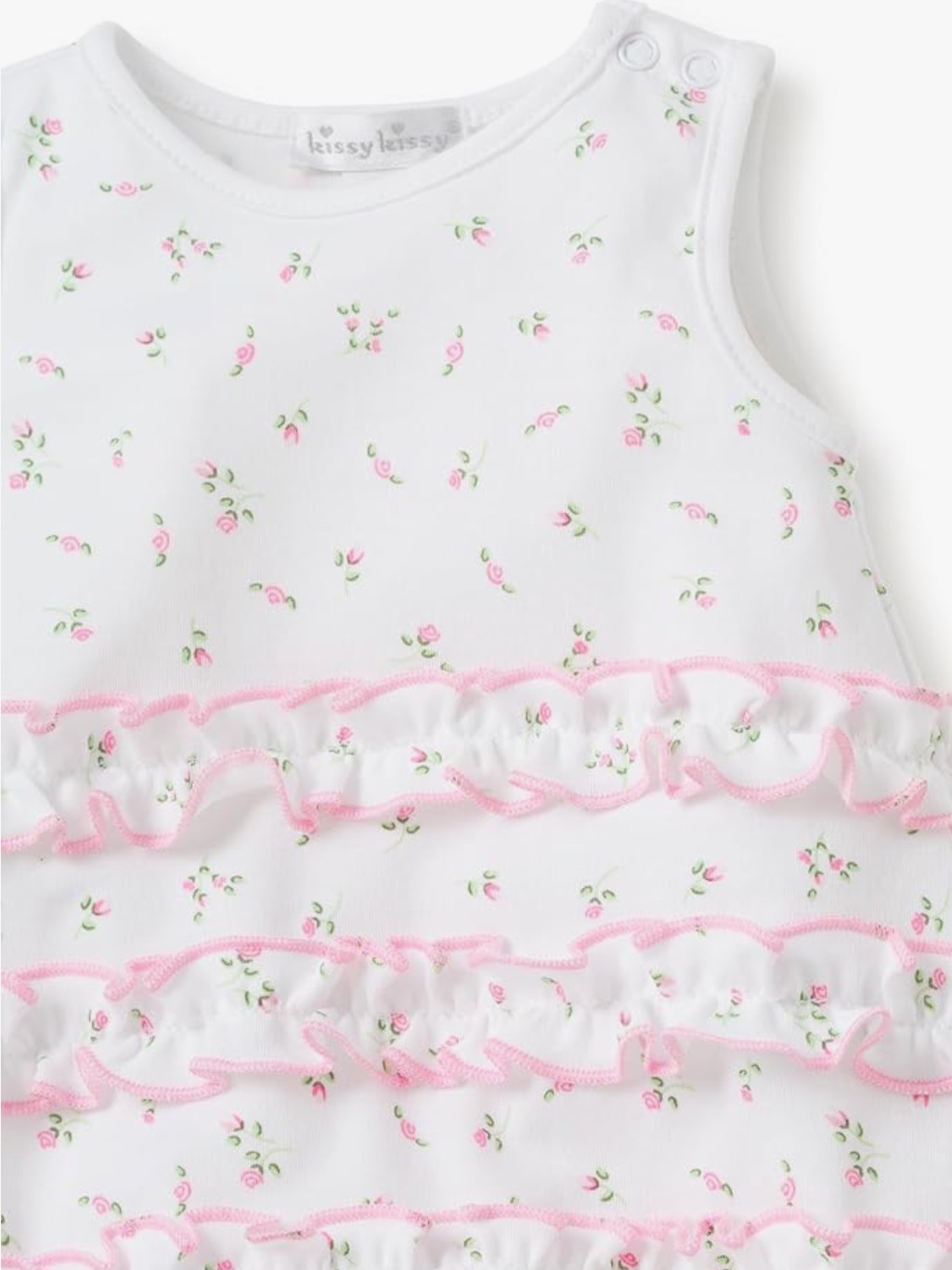 Kissy Kissy White Bubble Romper With Pink Garden Rose Ruffles 0-3 Months — image 2 of 2
